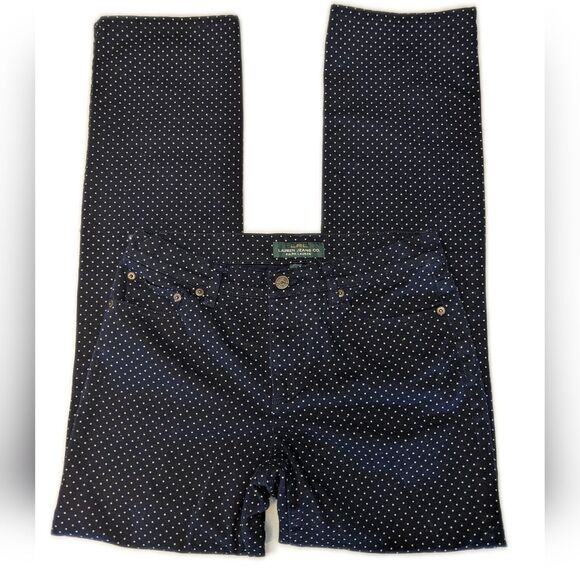 Lauren Ralph Lauren navy blue pants w/ taupe polka dots, 98% cotton, 6 - Picture 2 of 11